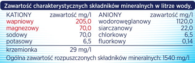 Muszyna Skarb Życia Lekko Gazowana Tabelka Składników Mineralnych