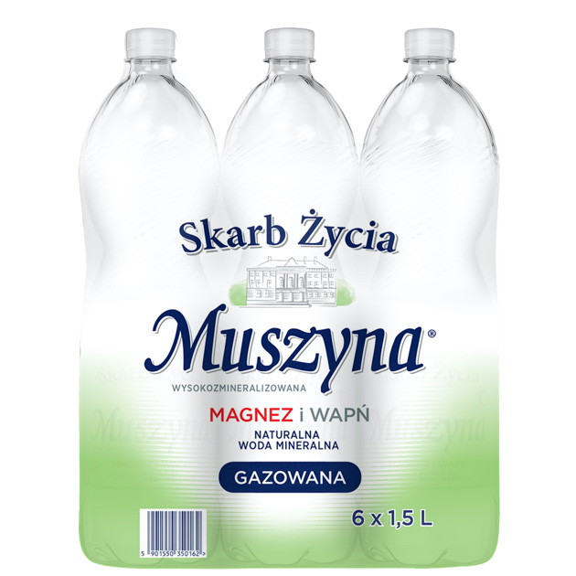 Skarb Życia Muszyna Woda Mineralna Gazowana 1.5 Zgrzewka