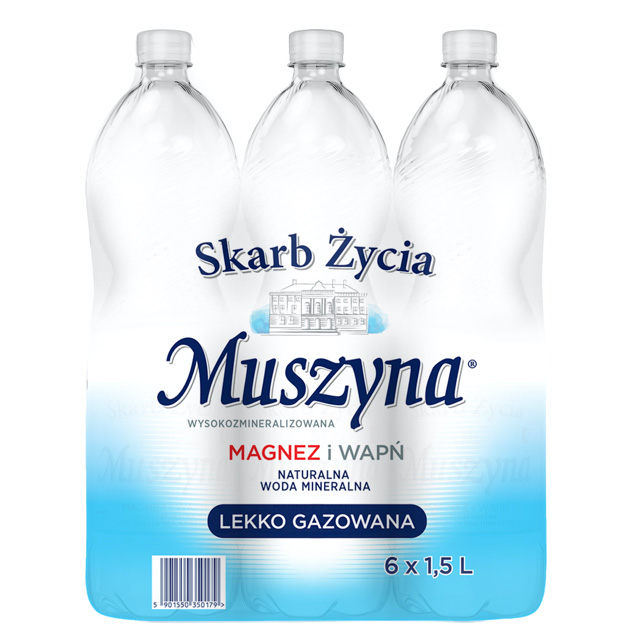 Skarb Życia Muszyna Woda Mineralna Lekko Gazowana 1.5 Zgrzewka