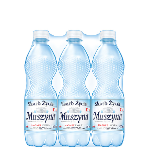 Skarb Życia Muszyna Woda Mineralna Lekko Gazowana 0.5 Zgrzewka